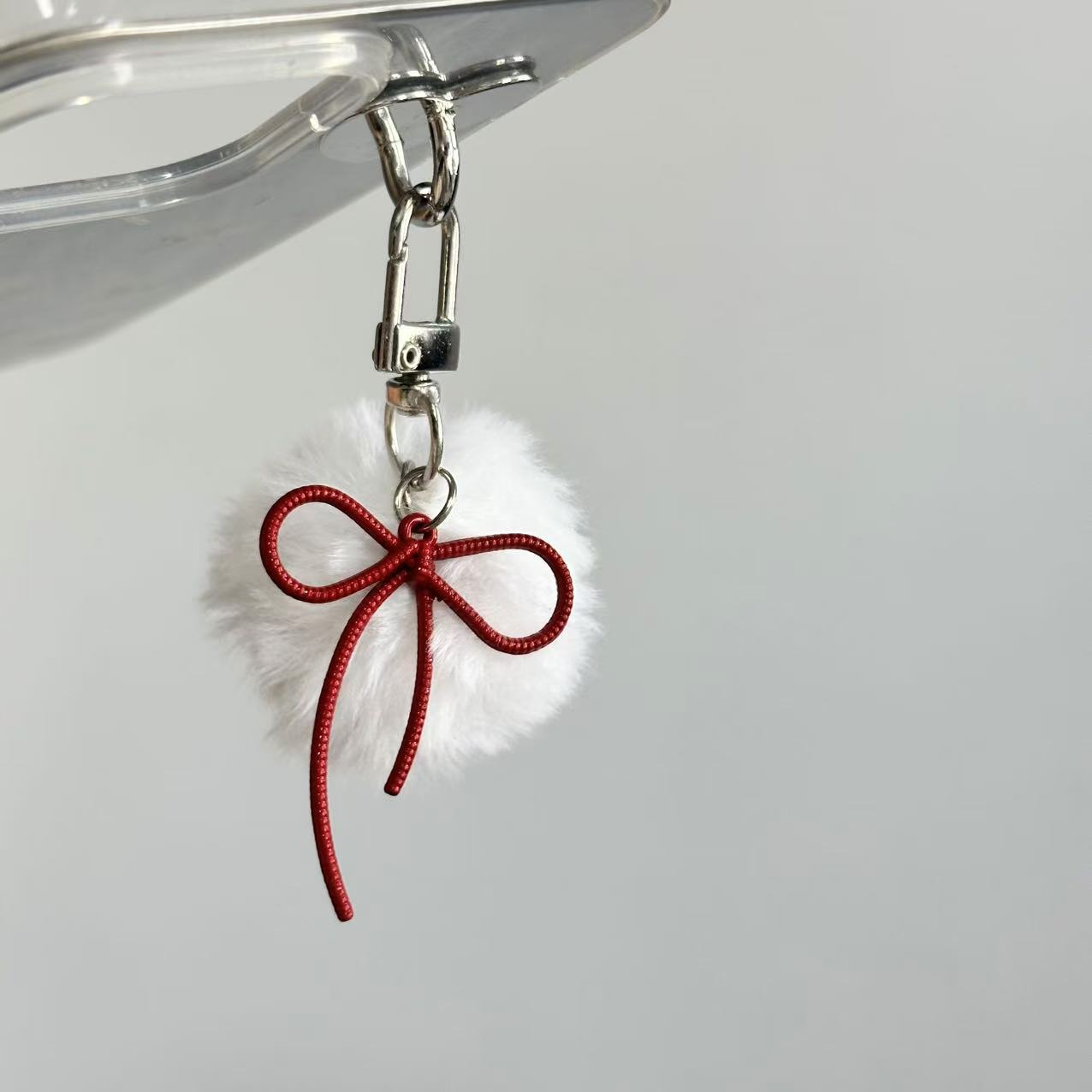 Chic Bowknot Plush Ball Keychain Bag Charm 6W10BBC434
