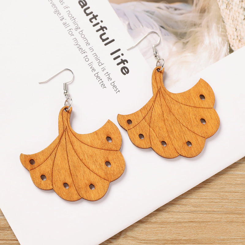 Vintage Wooden Leaf Earrings - DippedShop Wholesale - #5683