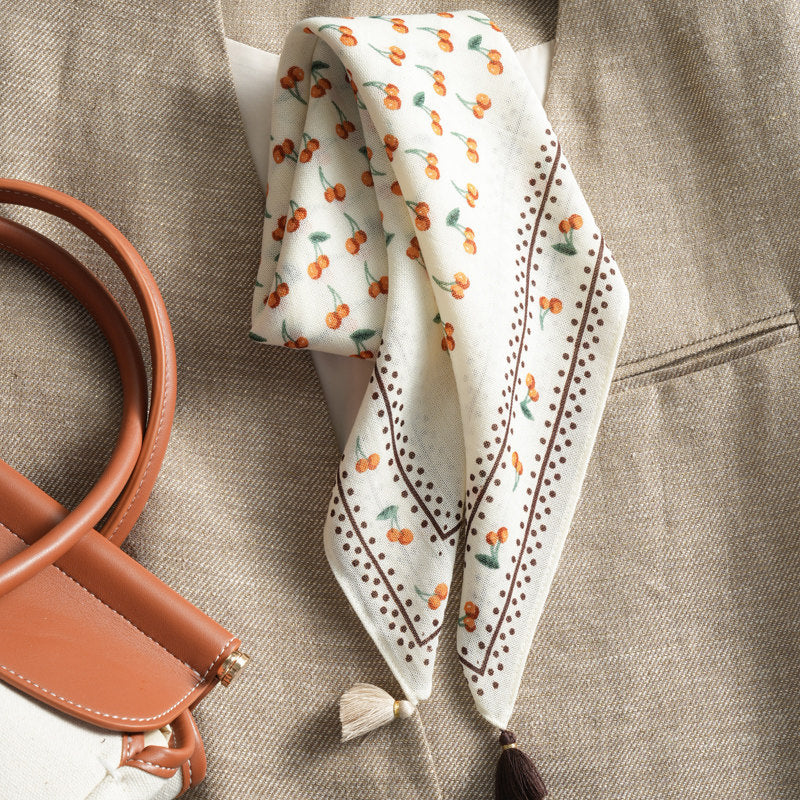 Simple Polka Dots Print Tassel Silk Scarf 6W6NSI200