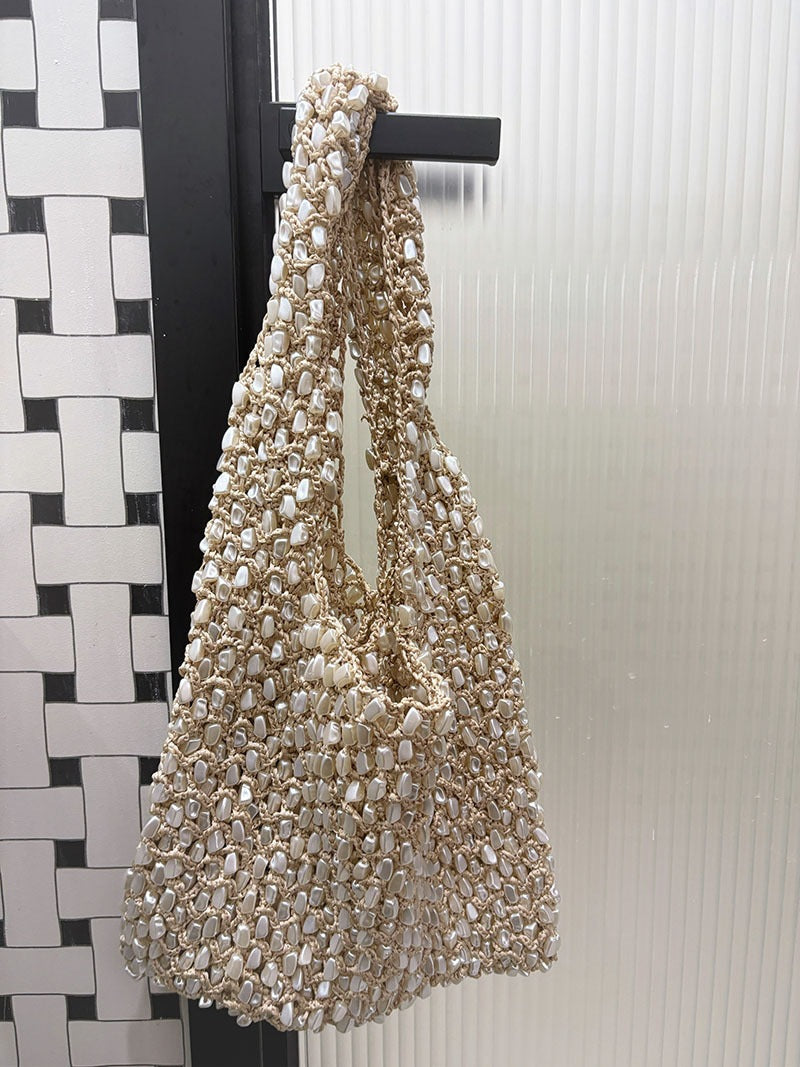 Casual Handmade Woven Hollow Beaded Shoulder Bag 8BW6BBG420