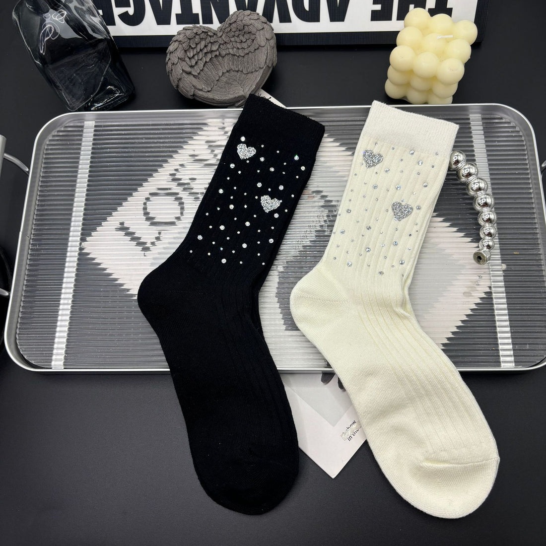 Rhinestone Cotton Socks - DippedShop Wholesale - #1667