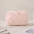Minimalist Solid Color Quilt Shell Cosmetic Bag 6S5CO118