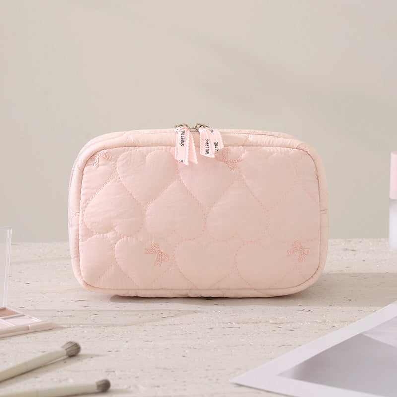 Minimalist Solid Color Quilt Shell Cosmetic Bag 6S5CO118