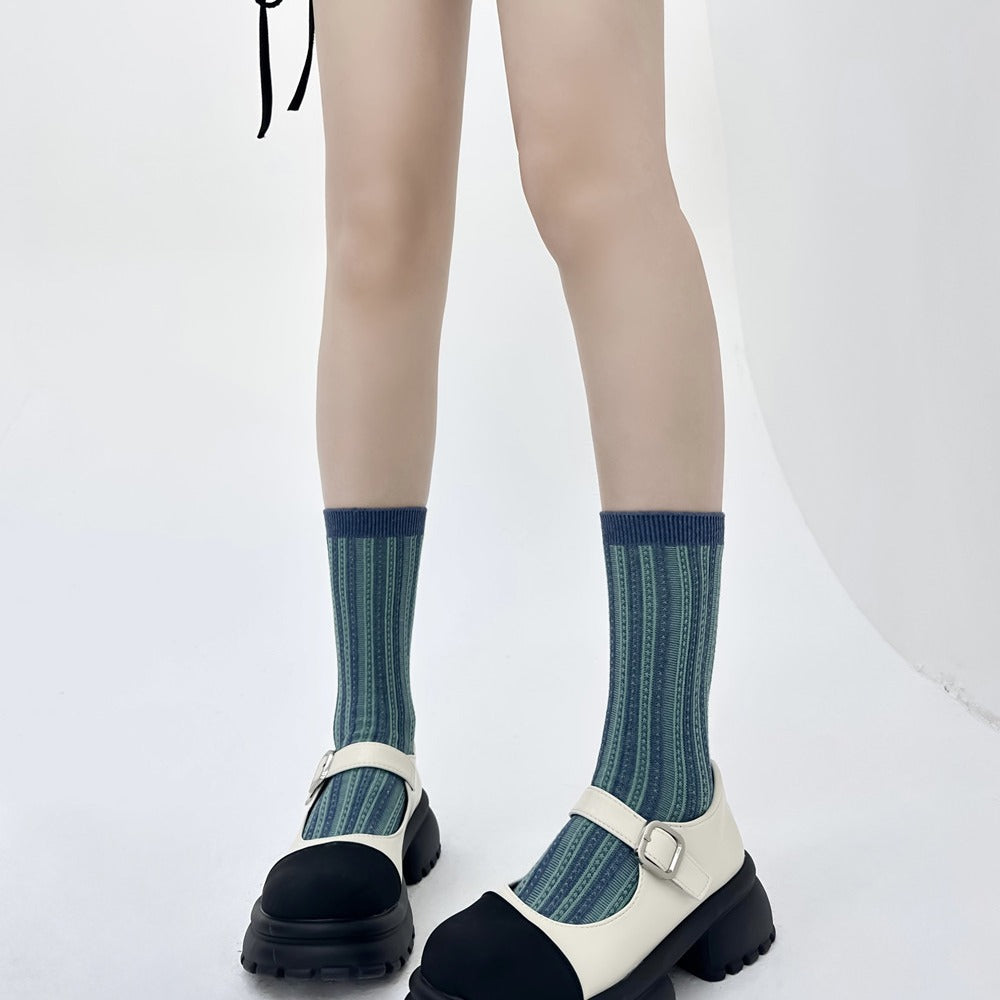 Striped Cotton Crew Socks - DippedShop Wholesale - #2099