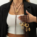 Geometric Pendant Leather Necklace - DippedShop Wholesale - #3251