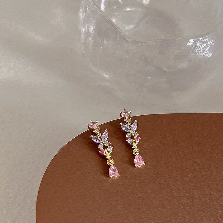Butterfly Rhinestone Drop Earrings - DippedShop Wholesale - #4227