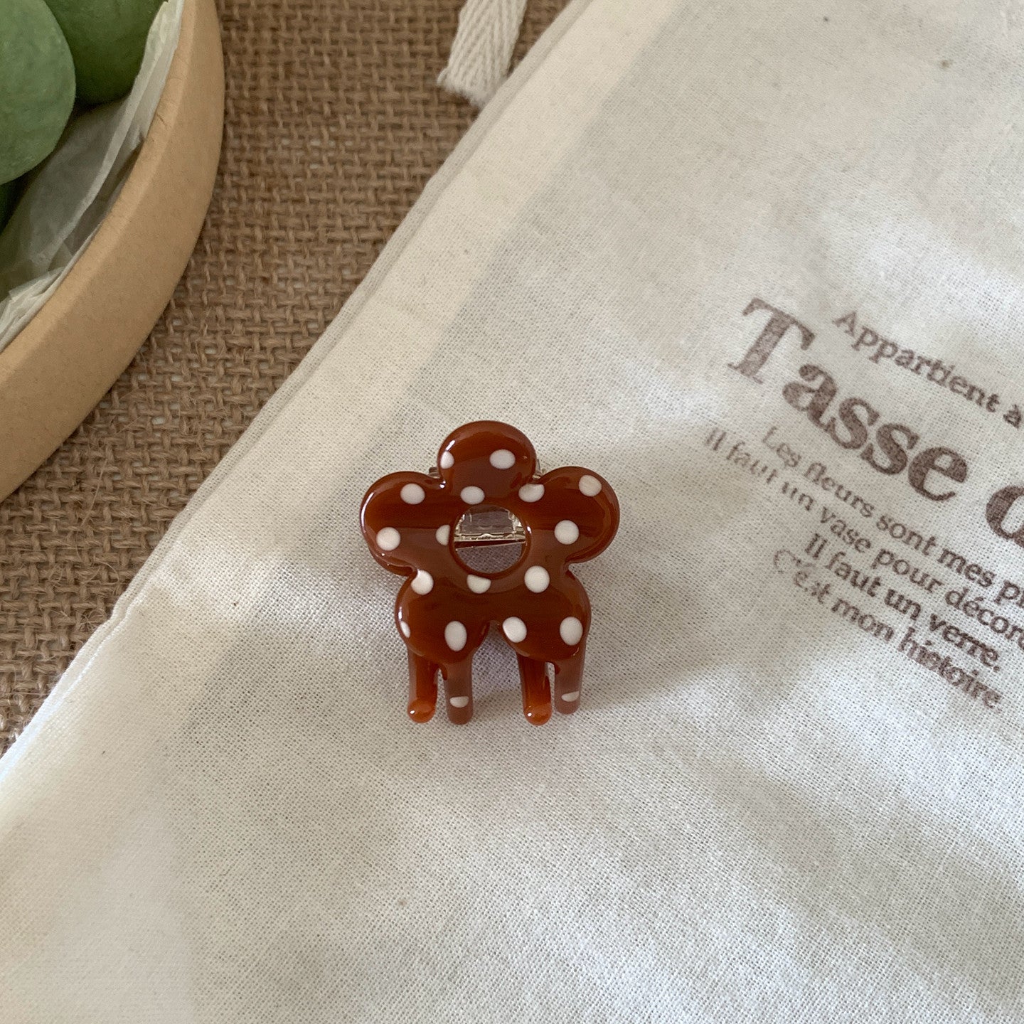 Sweet Polka Dots Mini Flower Hair Claw Clip 6W6HCP1288