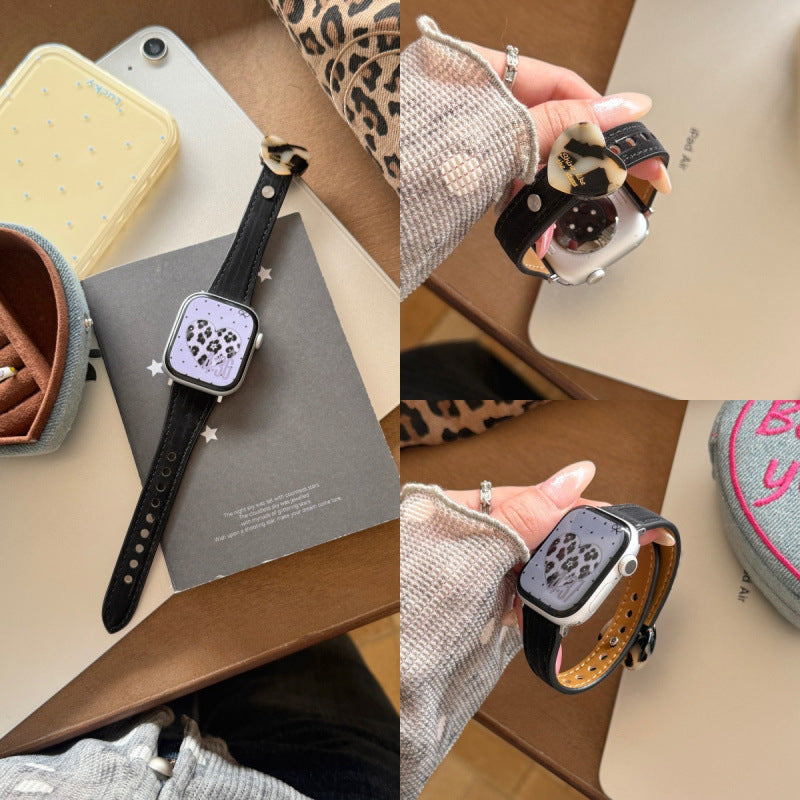 Slim Heart Solid Color PU Watch Band 6W6JWA136