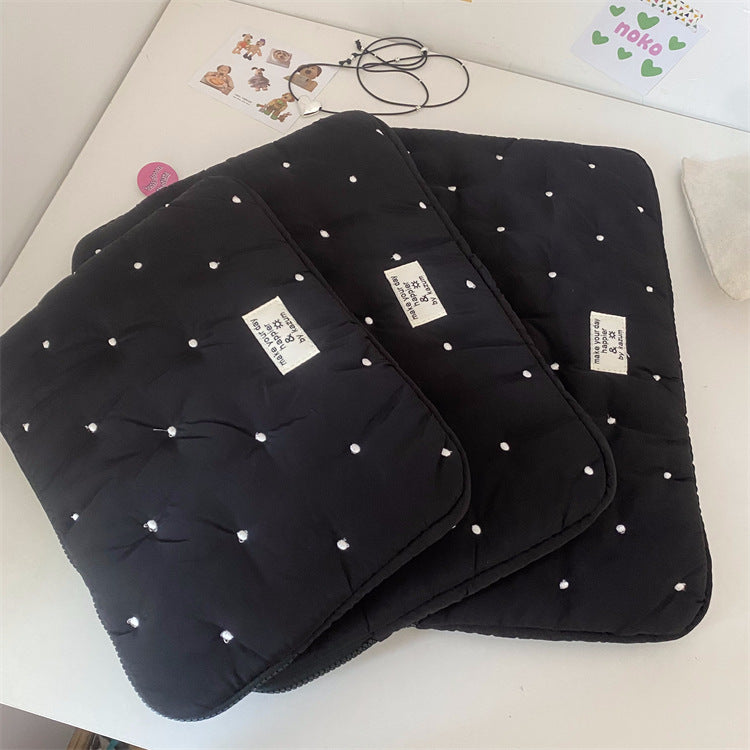 Embroidered Polka Dots Simple Laptop Ipad Bag DPB2907