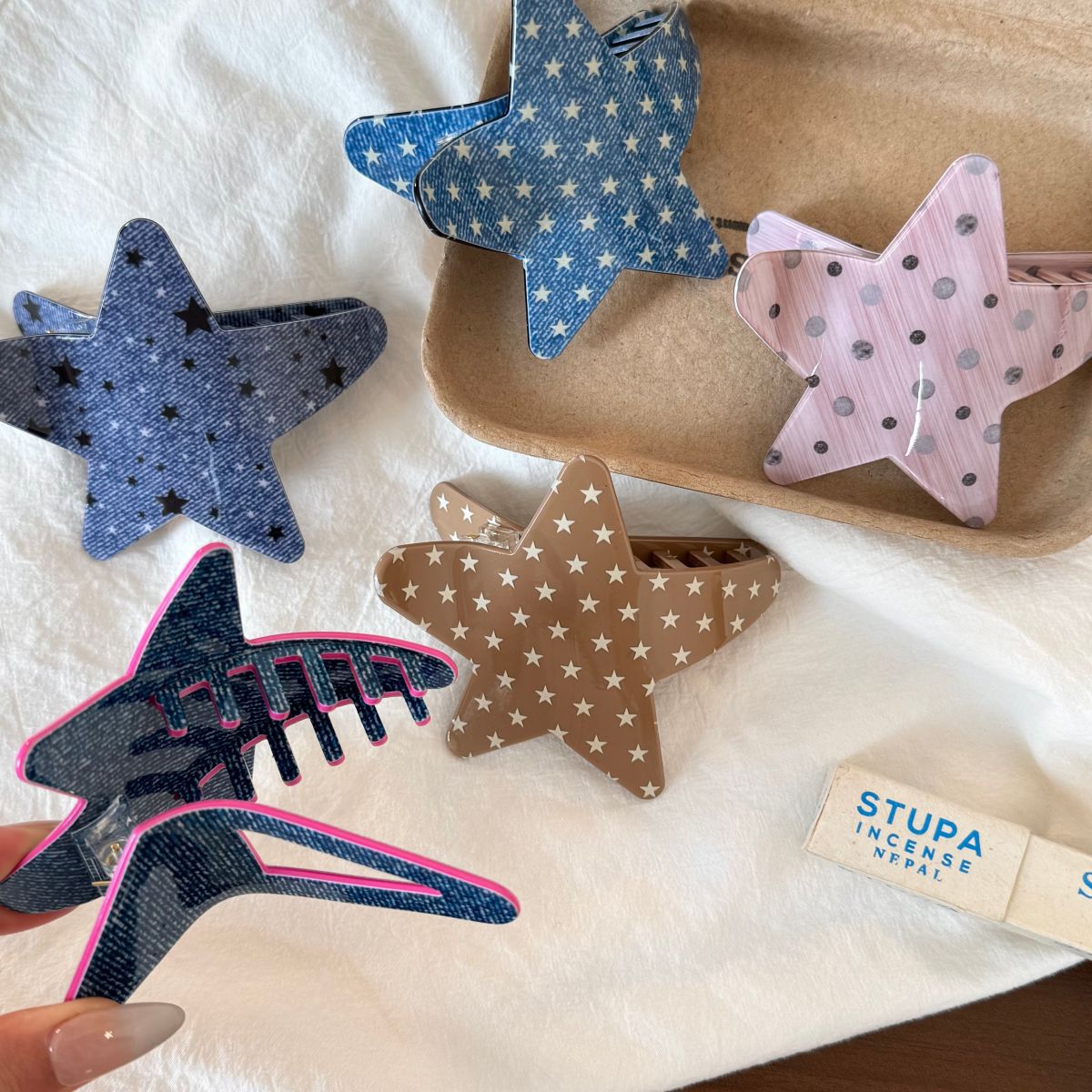 Cute Mini Star Shape Acetate Hair Claw Clip 6W6HCP1292