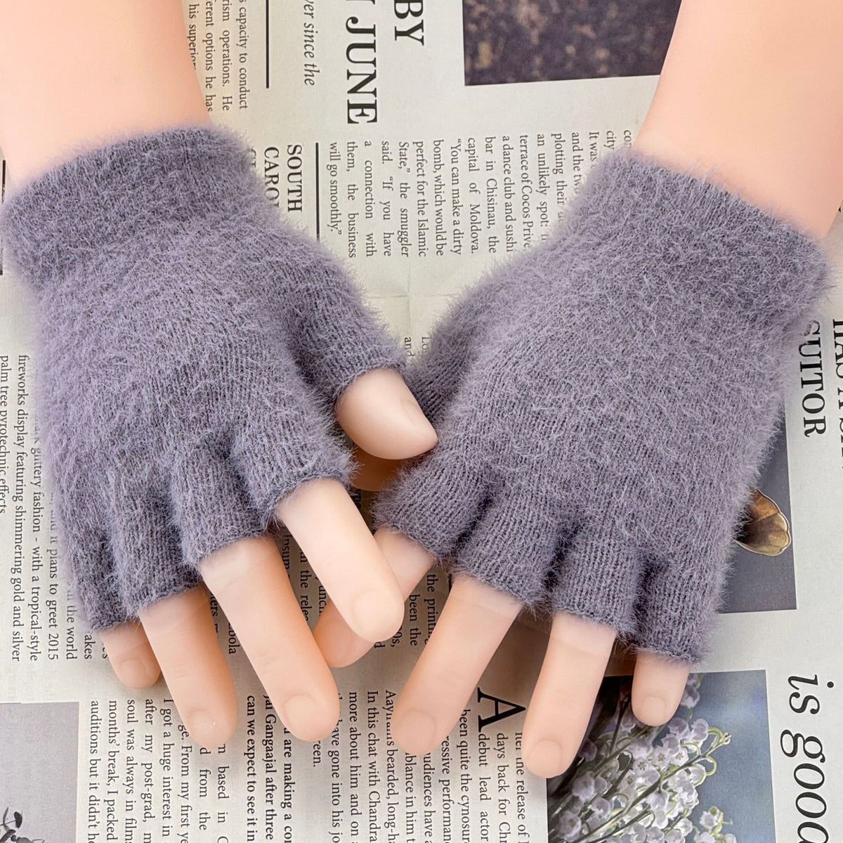 Convertible Fingerless Faux Fur Gloves - DippedShop Wholesale - #9043