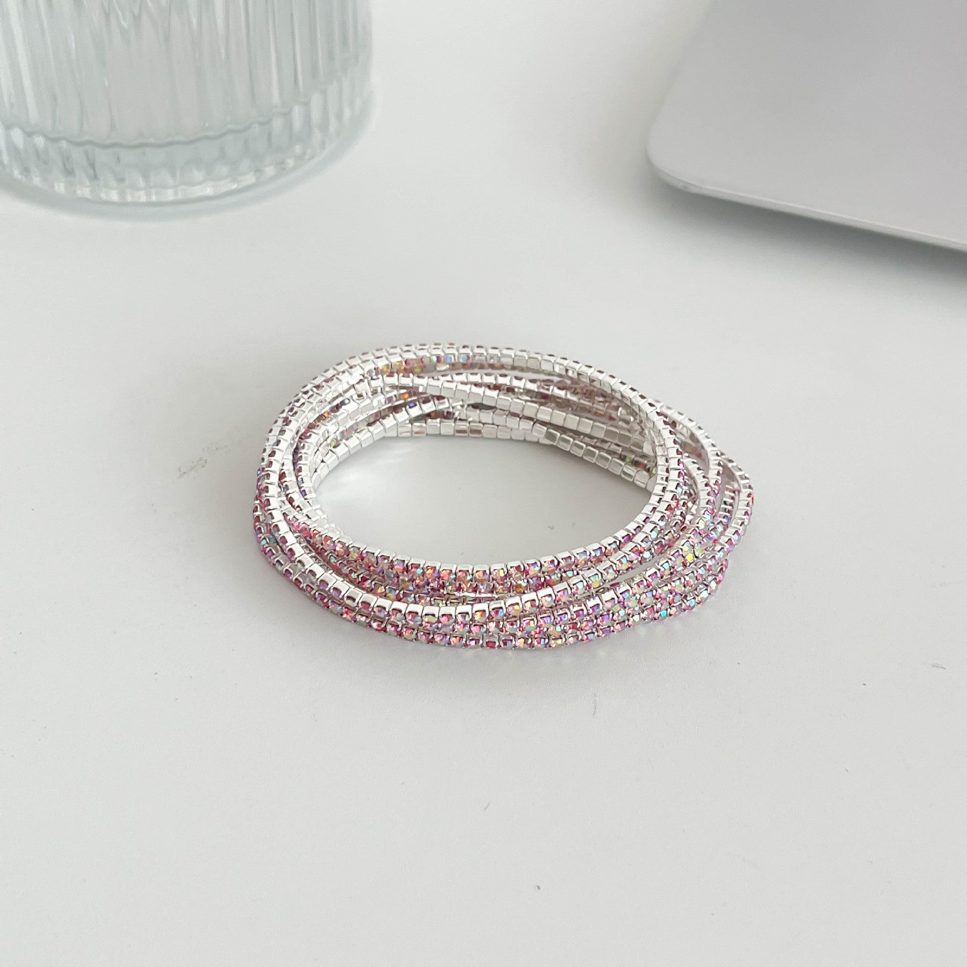 Stylish Cubic Zironia Multi-Layered Chain Bracelet 6W6JBR372