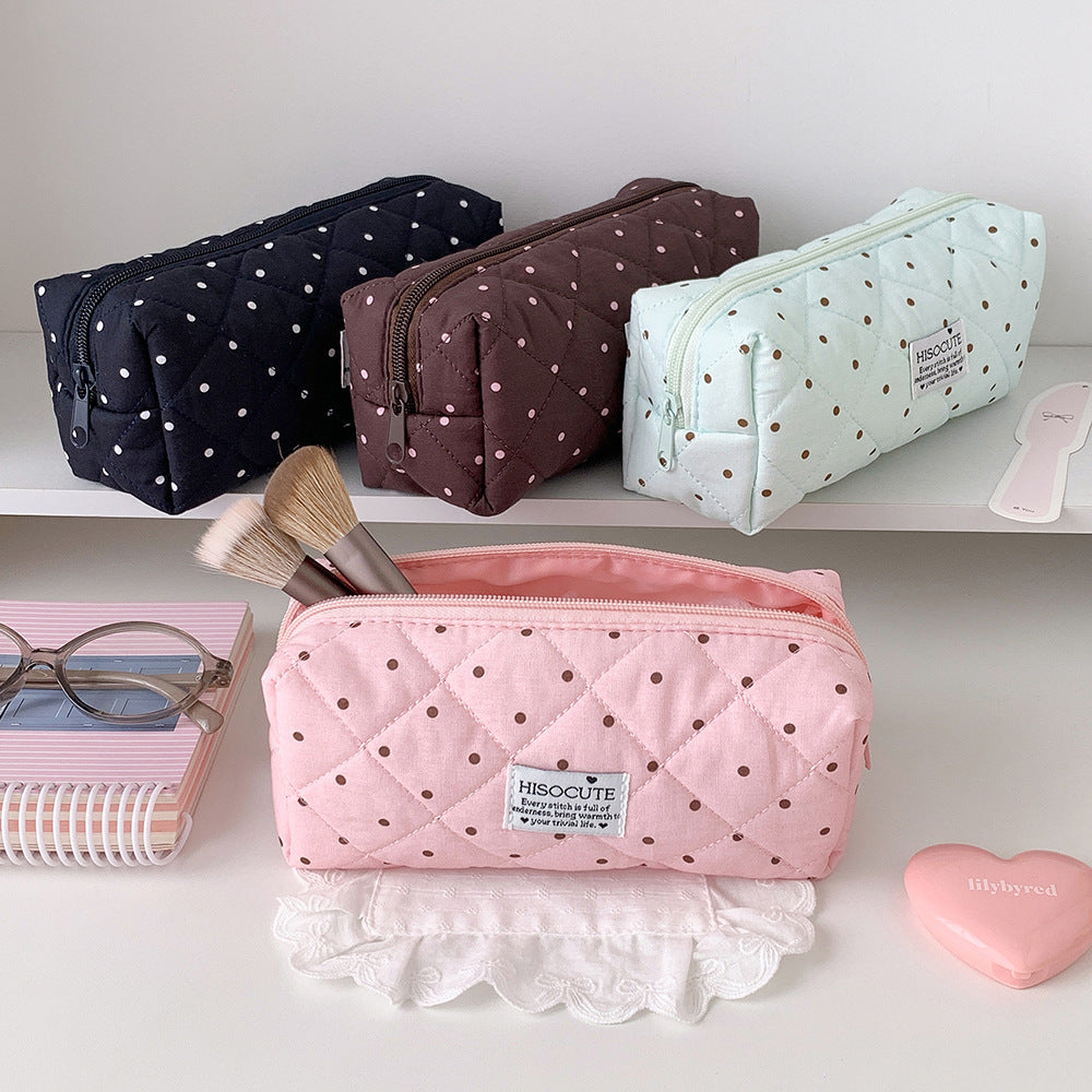 Polka Dot Quilted Makeup Bag - DippedShop Wholesale - #8099