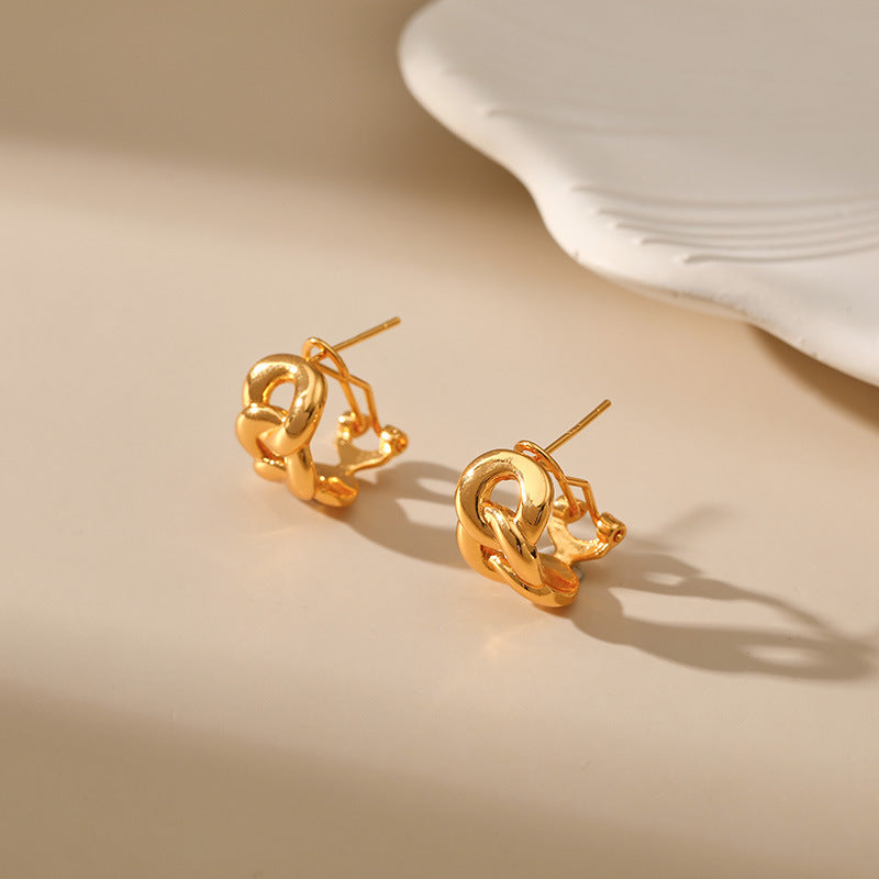 Simple Hollow Twist Hoop Earrings DPJE1254