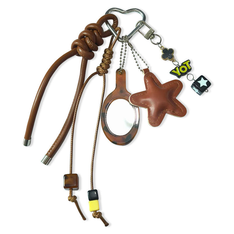 Vintage Rope Braided Leopard Comb Pendant Bag Charm 6W10BBC367