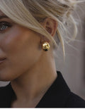 Chunky Gold Plated Semicircle Stud Earring 6W6JER573