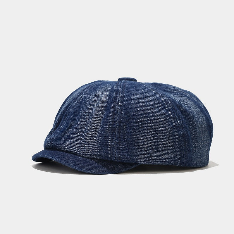 Trendy Denim Solid Color Newsboy Cap Beret MK2BW6W6HAT104