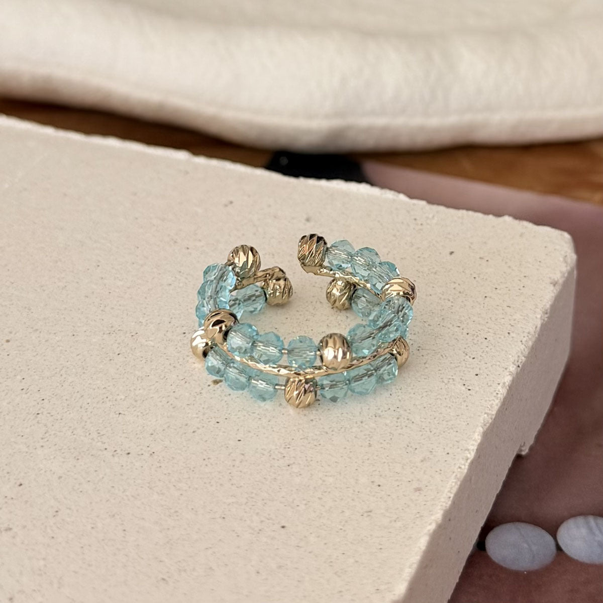Crystal Bead Open Ring - DippedShop Wholesale - #2787