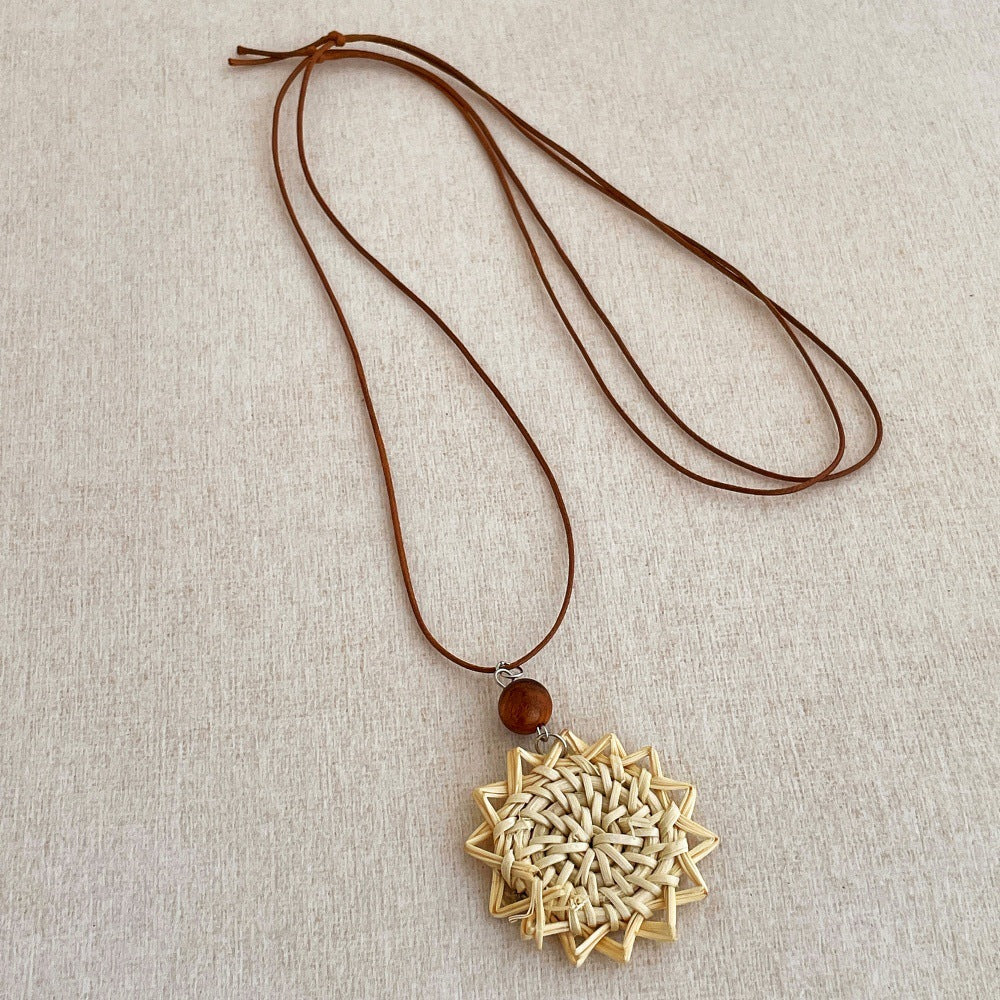 Vintage Straw Pendant Necklace - DippedShop Wholesale - #4771
