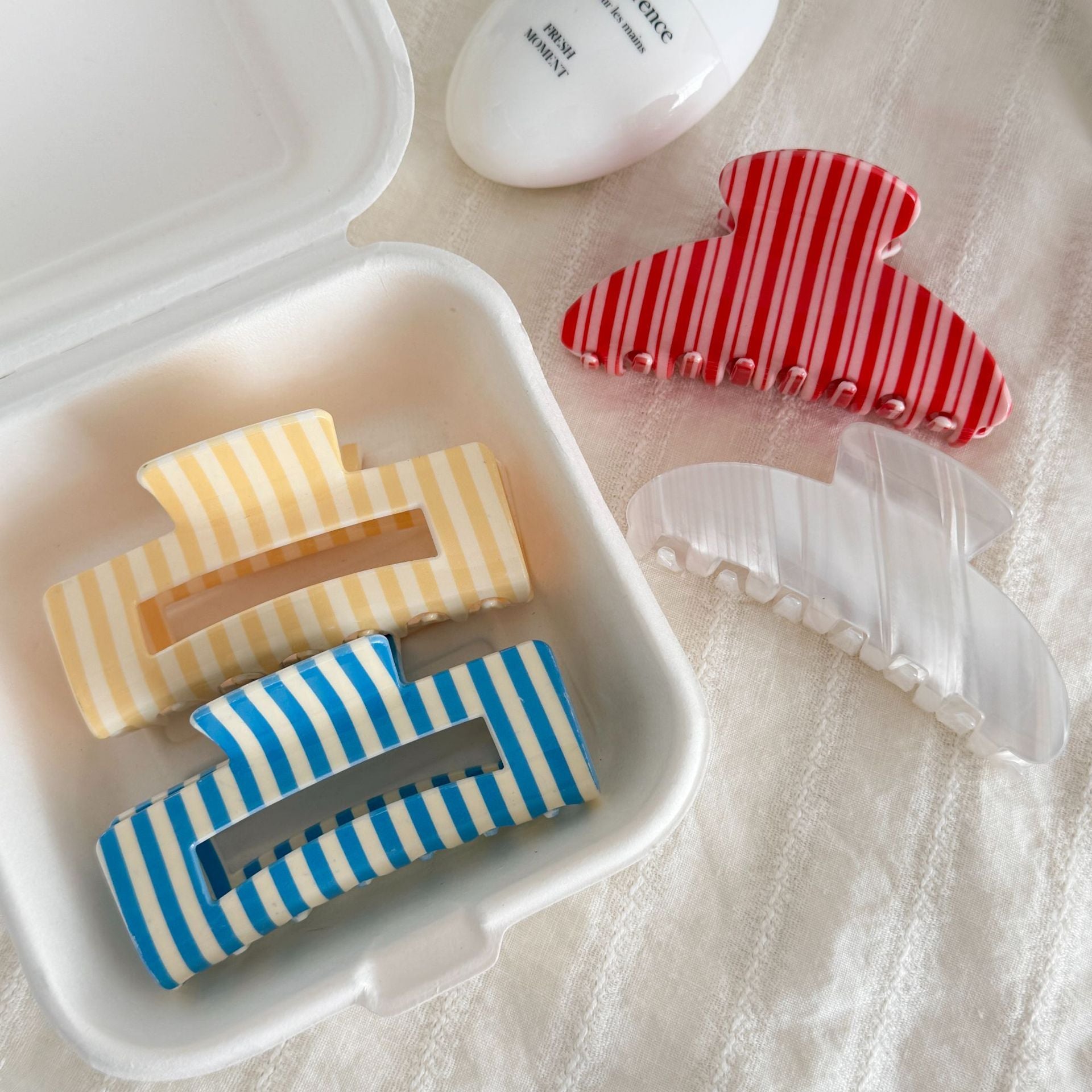 Fresh Color Block Striped Acetate Hair Claw 6HCP1278