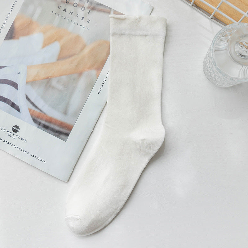 Solid Cotton Mid Calf Socks - DippedShop Wholesale - #4259