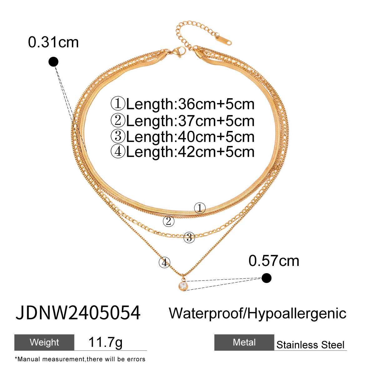 Layered Rhinestone Pendant Necklace - DippedShop Wholesale - #9811