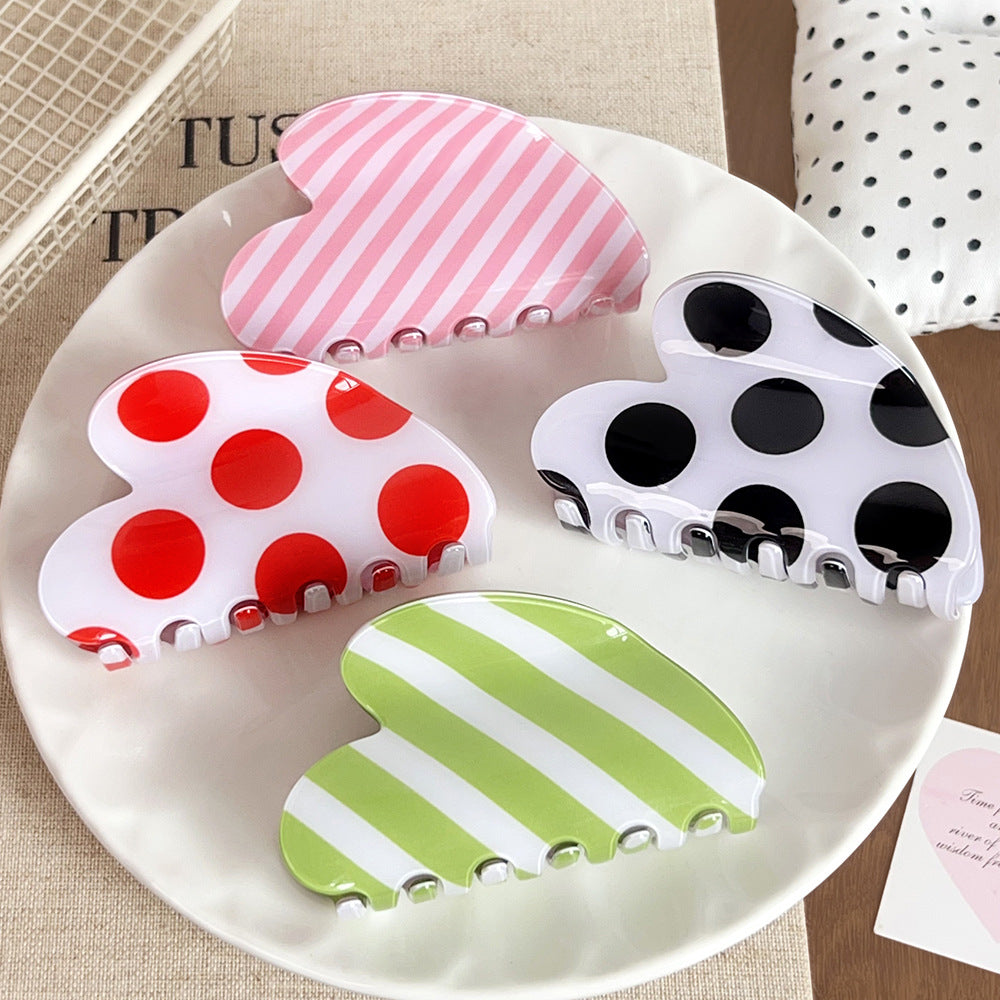 Polka Dot Heart Hair Claw - DippedShop Wholesale - #0707