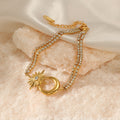 Stylish Gold Plated Heart Floral Pendant Bracelets 6W6JNC636
