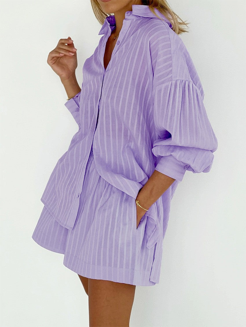 Striped Lantern Sleeve Set - DippedShop Wholesale - #6579