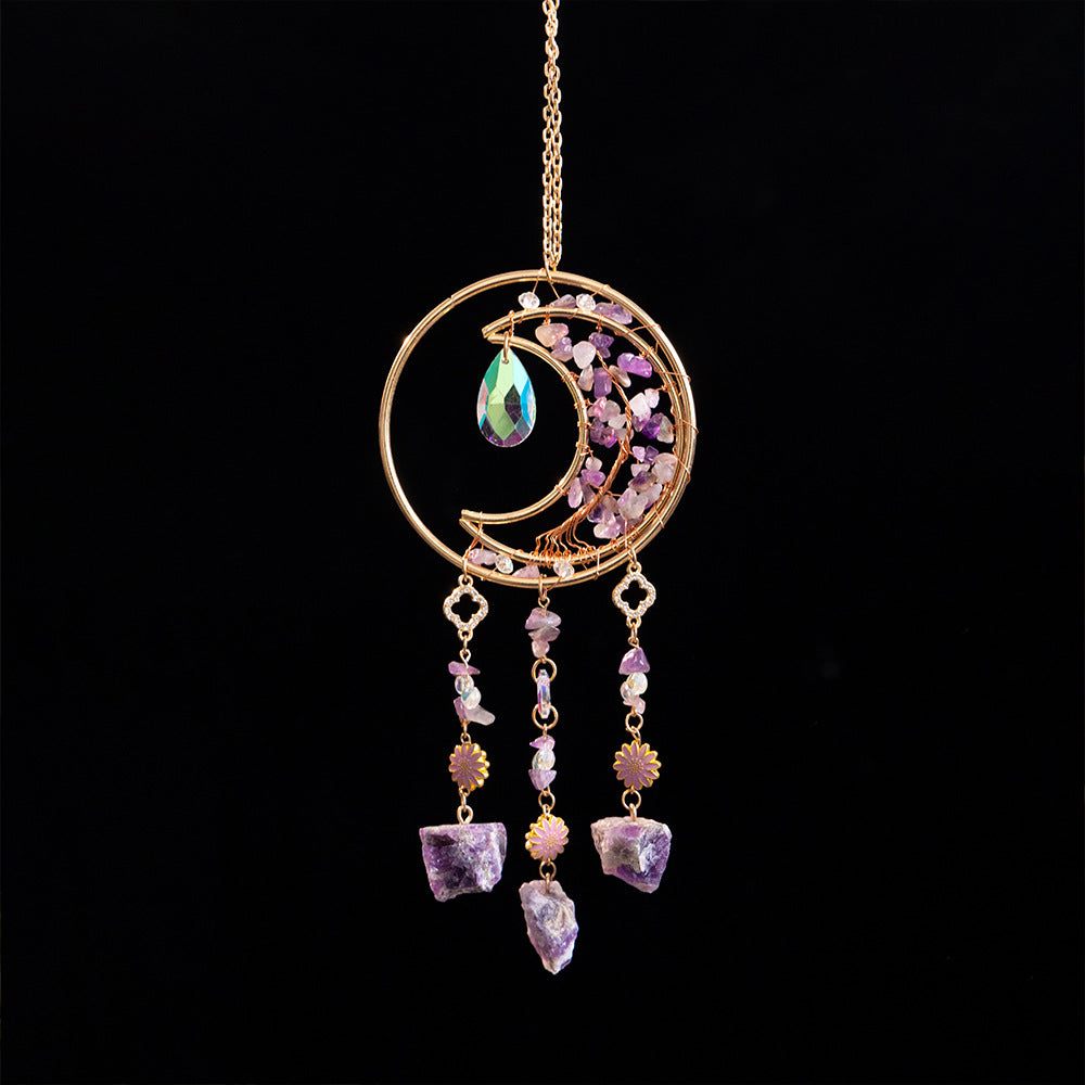 Natural Stone Moon Crystal Pendant Hanging Suncatchers MK2CZAS6H7HLS81