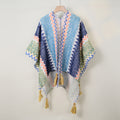 Boho Tassel Wavy Texture Knit Shawl Wrap 6W6NSC48