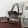 Vintage Jacquard Pattern Plush Commuter Tote Bag 6W10BBG2492