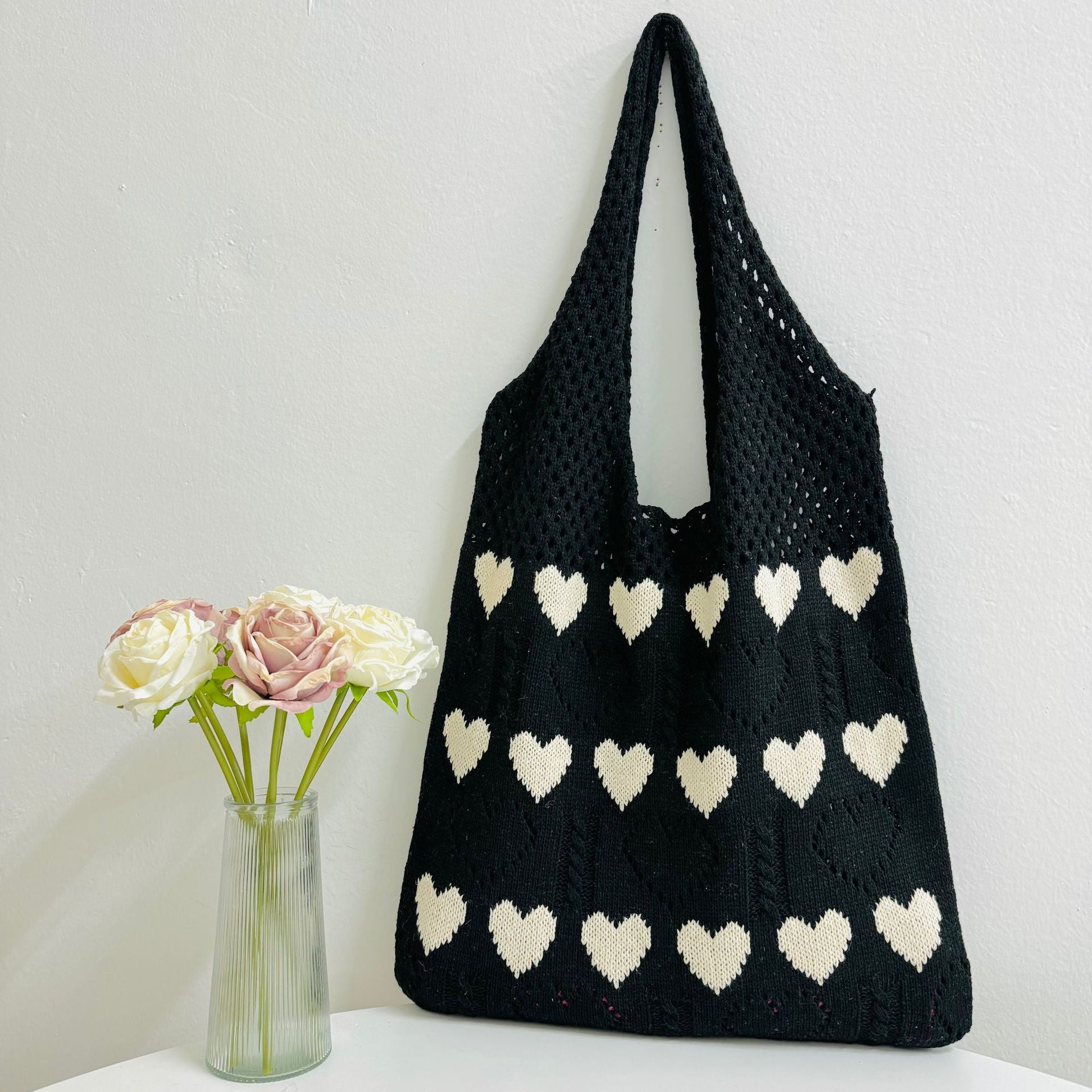 Love Pattern Knit Tote - DippedShop Wholesale - #6051