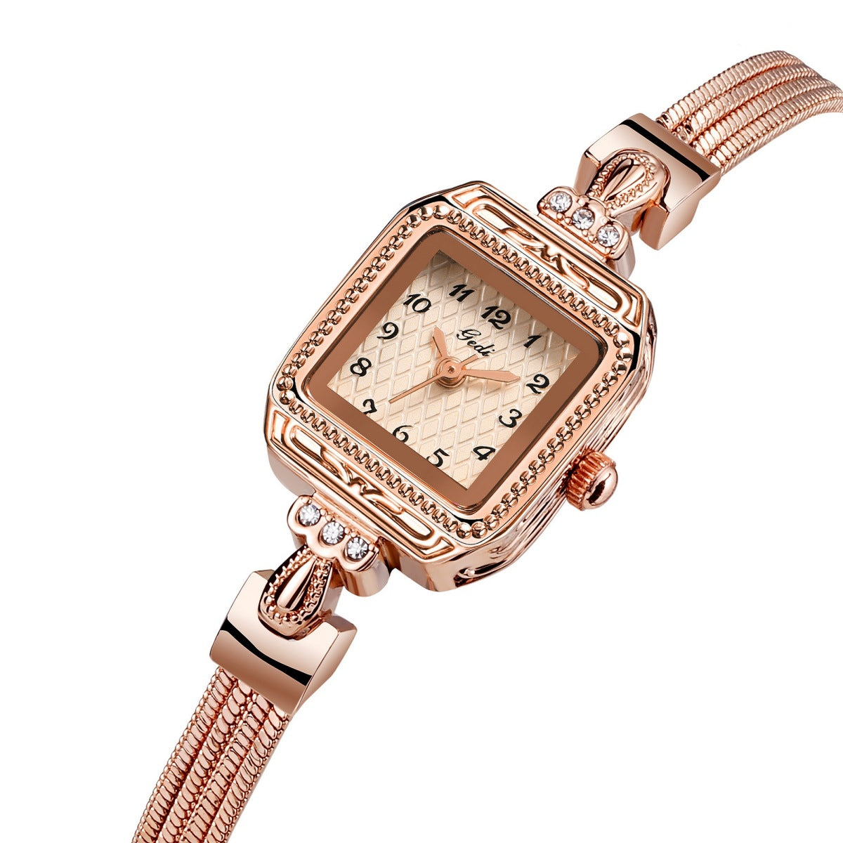 Retro Gold Rhinestone Quartz Bangle Wrist Watch MK2SSAS6W6JWA09