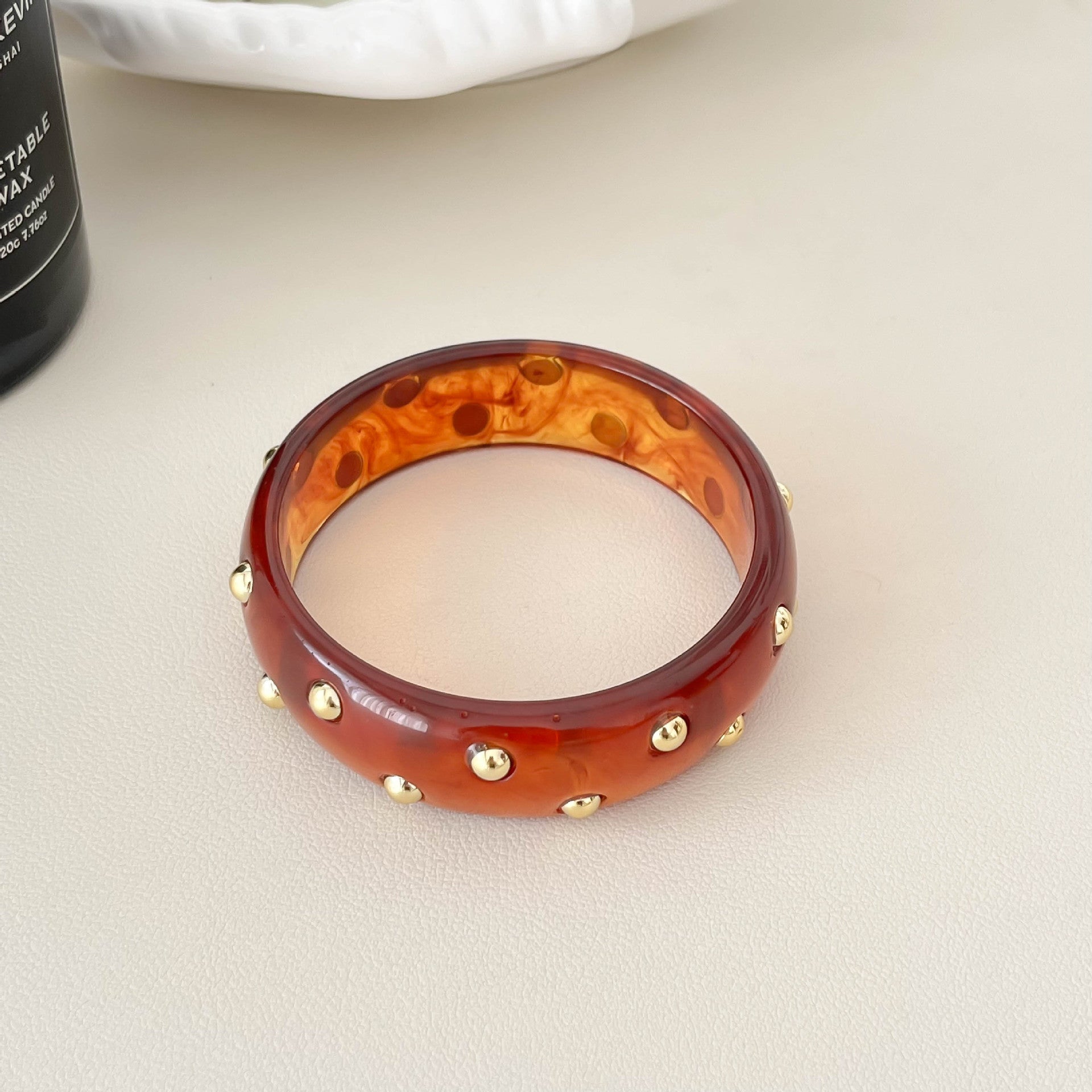 Punk Style Round Rivet Wide Ba - DippedShop Wholesale - #8563