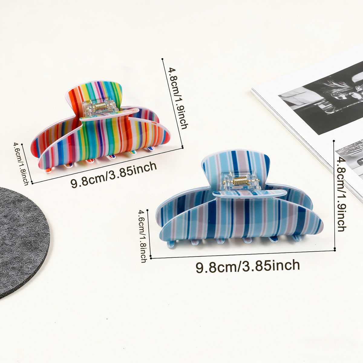 Striped Hair Claw - DippedShop Wholesale - #0179