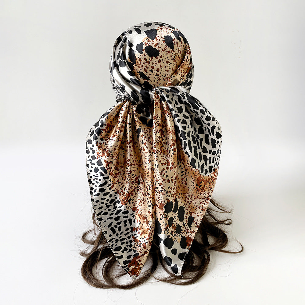 Vintage Leopard Print Soft Square Head Scarf MK2BLW6W6NSI69