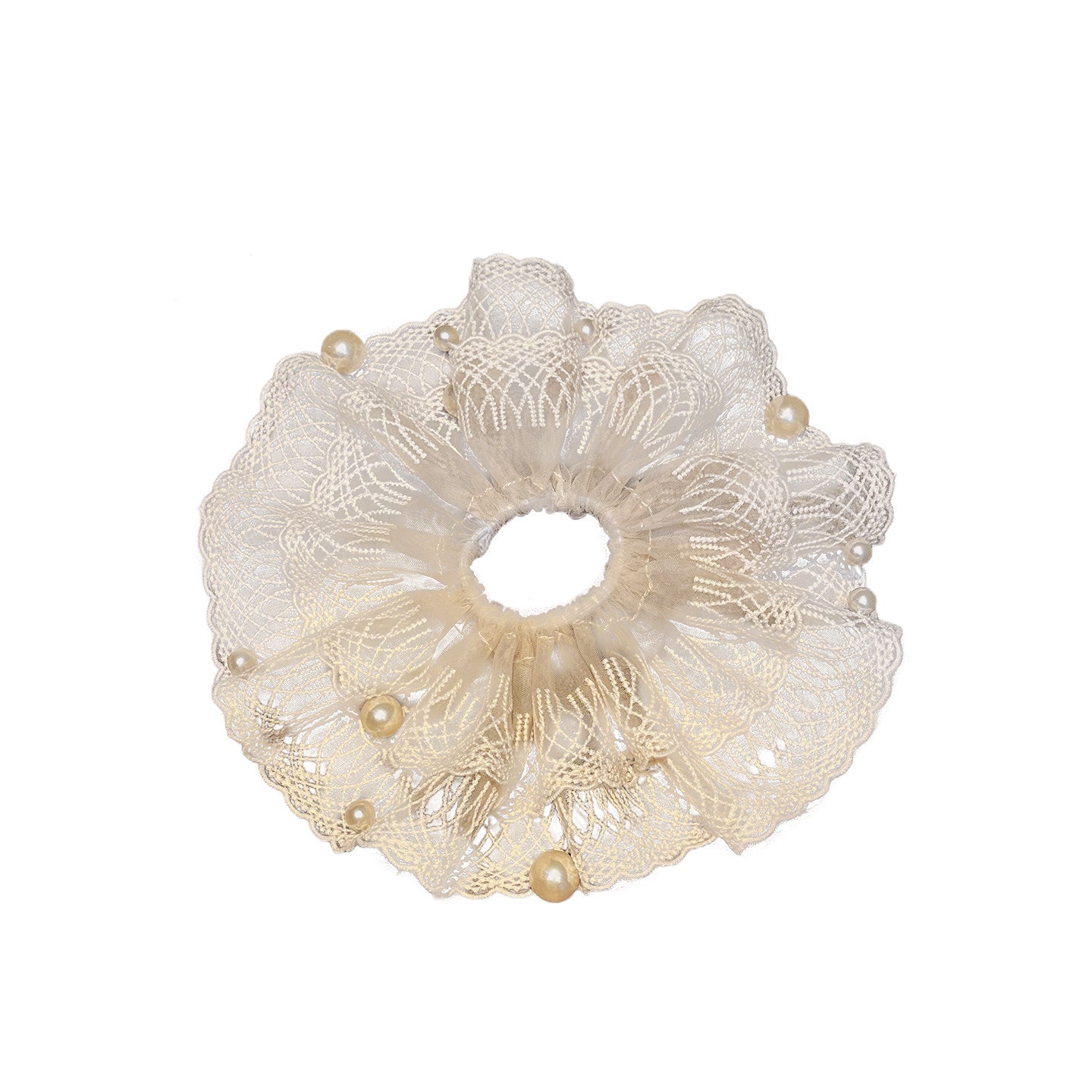 Pearl Lace Hair Scrunchie - DippedShop Wholesale - #5907
