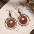 Geometric Wooden Dangle Earrings - DippedShop Wholesale - #7635