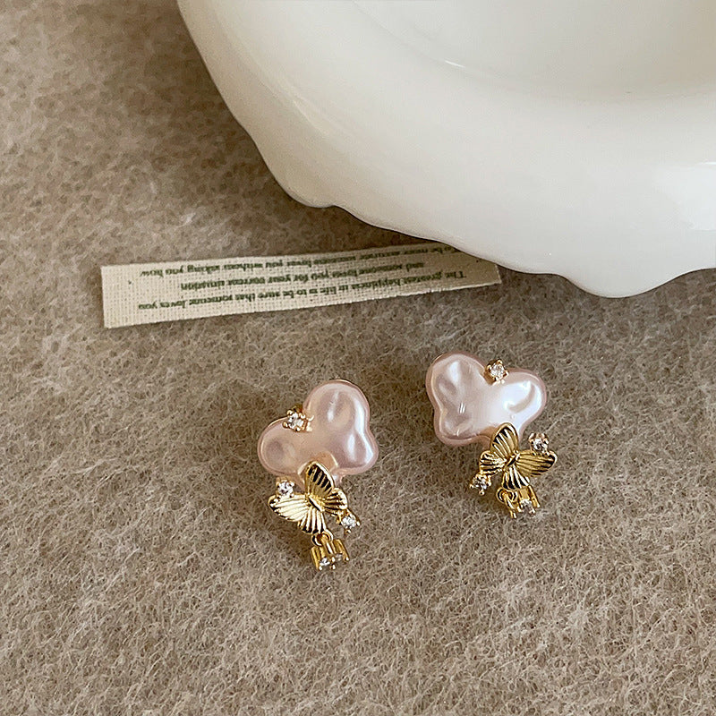Star Pearl Dangle Hoop Earrings - DippedShop Wholesale - #0979