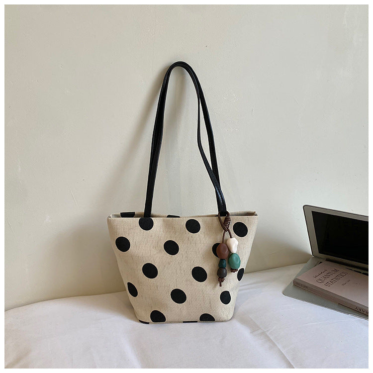 Vintage Polka Dots Canvas Shoulder Bag 6W10BBG1354