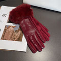 Rhinestone Plush Warm Gloves - DippedShop Wholesale - #3107