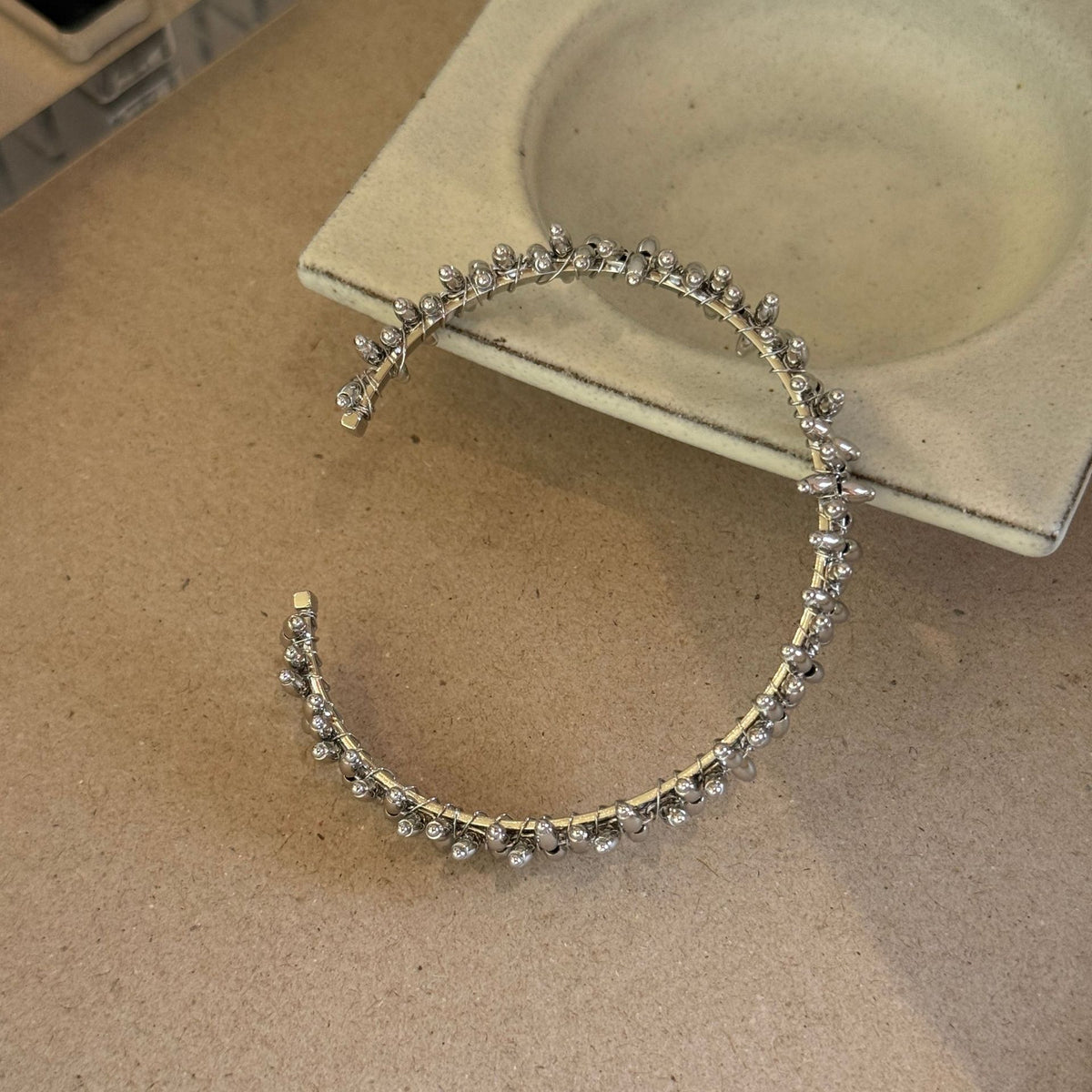 Elegant Solid Color Crystal Open Cuff Bracelet 6W6JBR579
