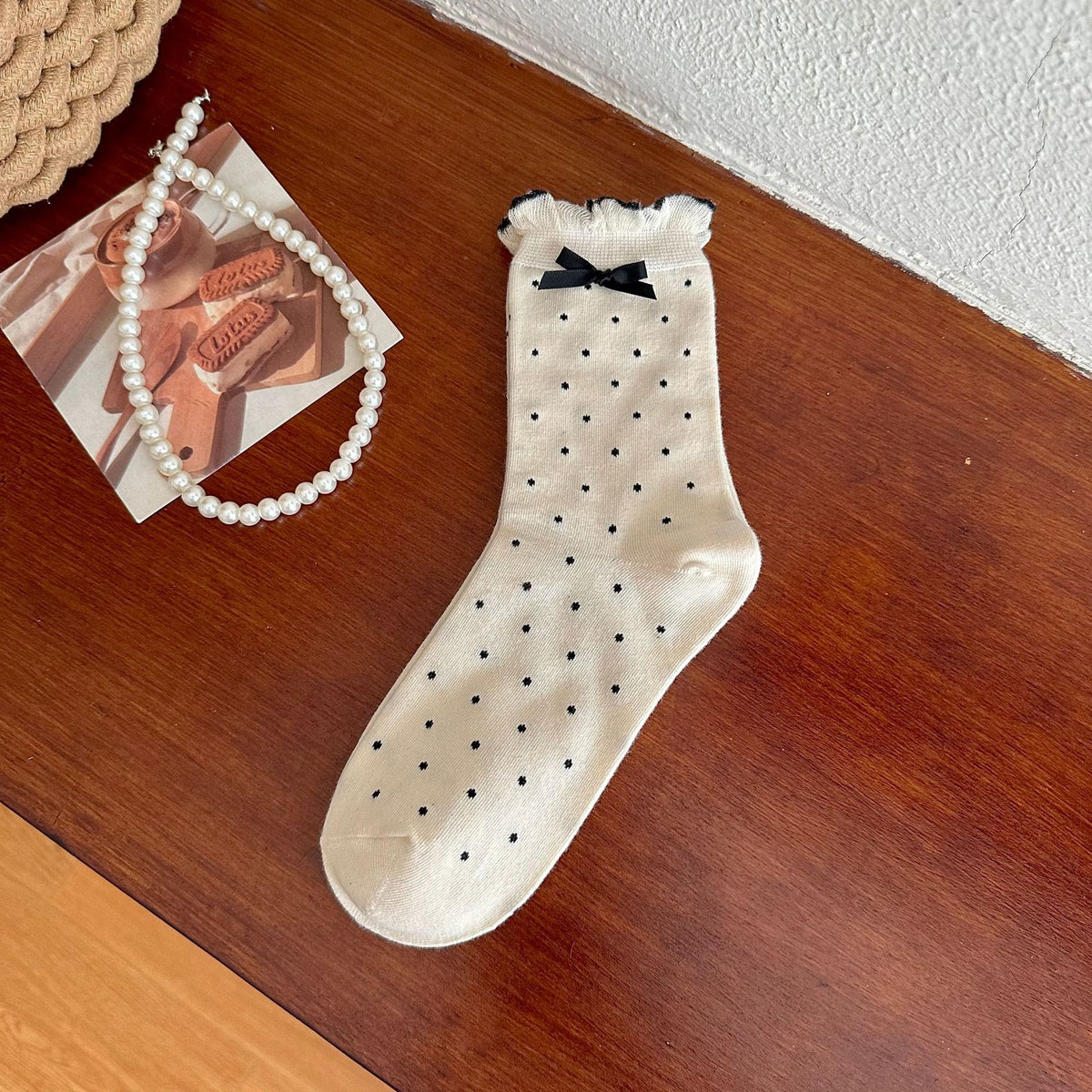 Floral Bow Crew Socks - DippedShop Wholesale - #5907