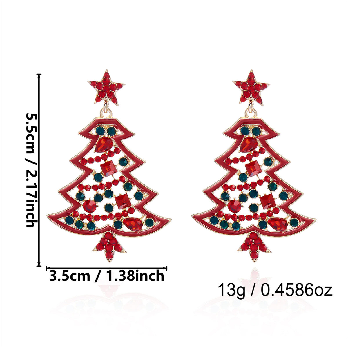 Chunky Sparkly Rhinestone Christmas Dangle Earrings 6W6JER680