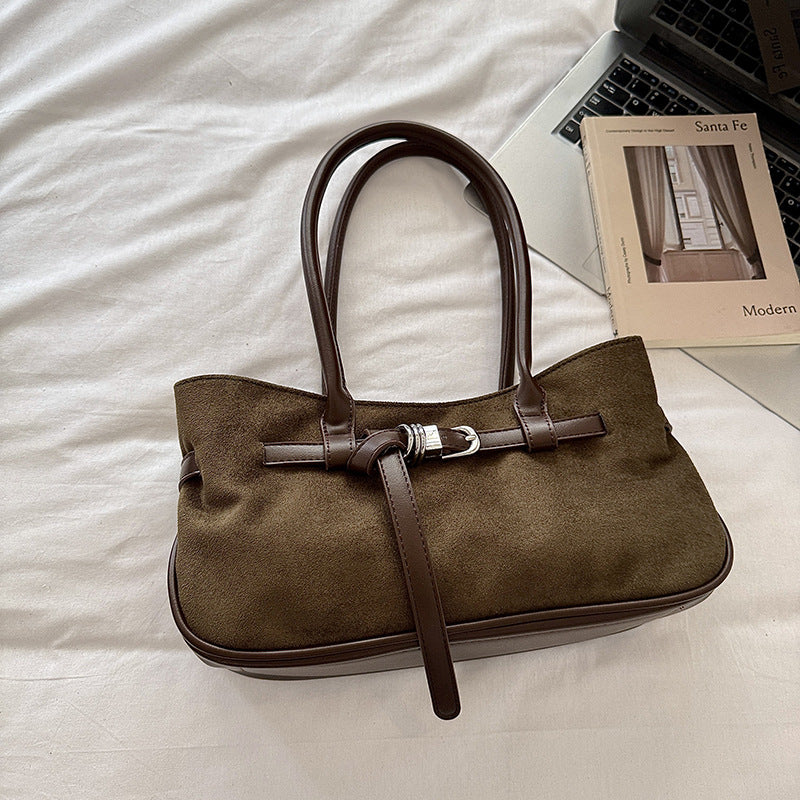Retro Belted Leather Trim Large Capacity Tote Bag 6W10BBG2430