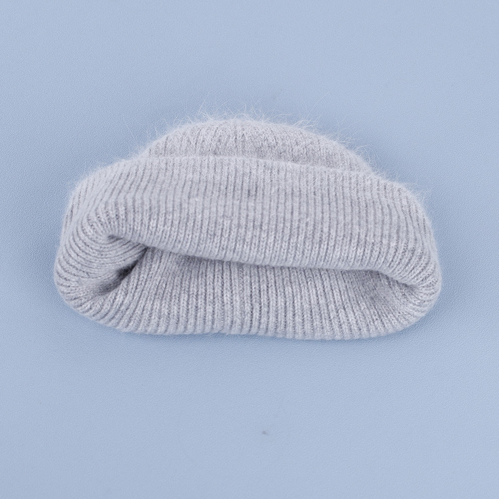 Rhinestone Solid Color Angora Knit Beanie 6W6HAT694