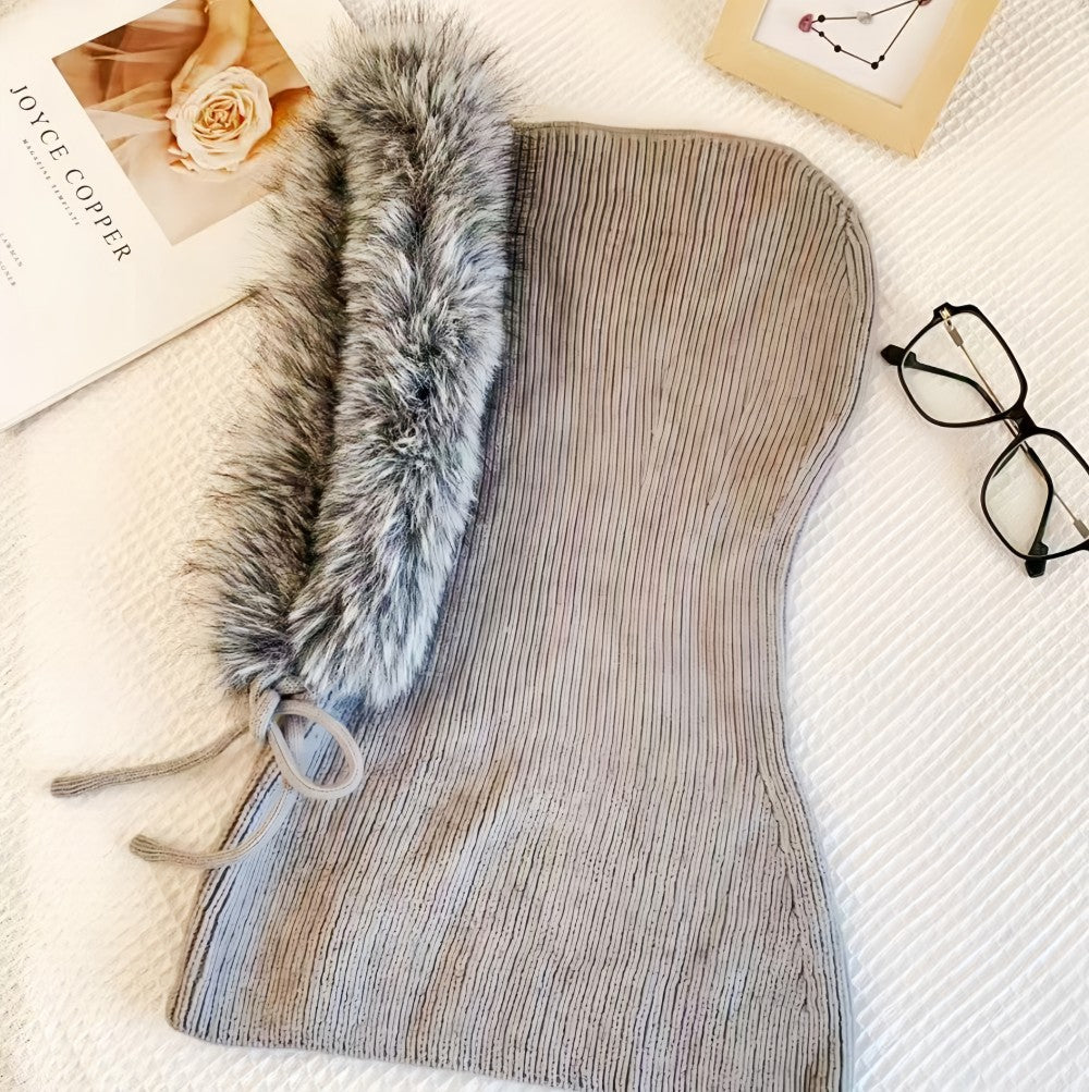 Knit Hooded Scarf Cap - DippedShop Wholesale - #4771