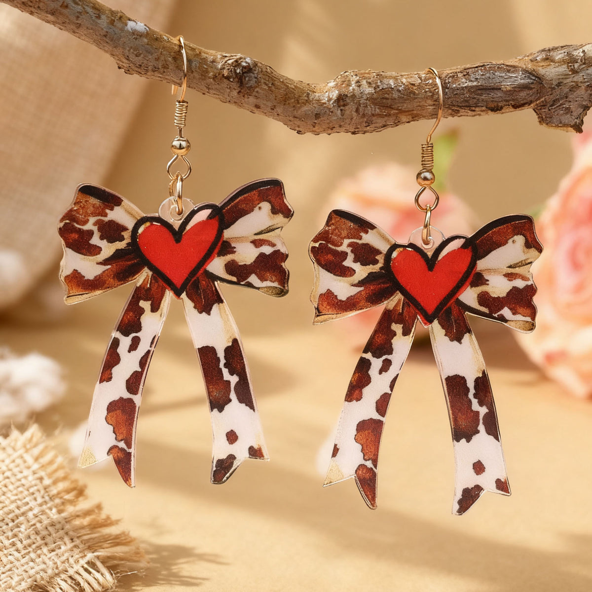 Leopard Bow Dangle Earrings - DippedShop Wholesale - #6963
