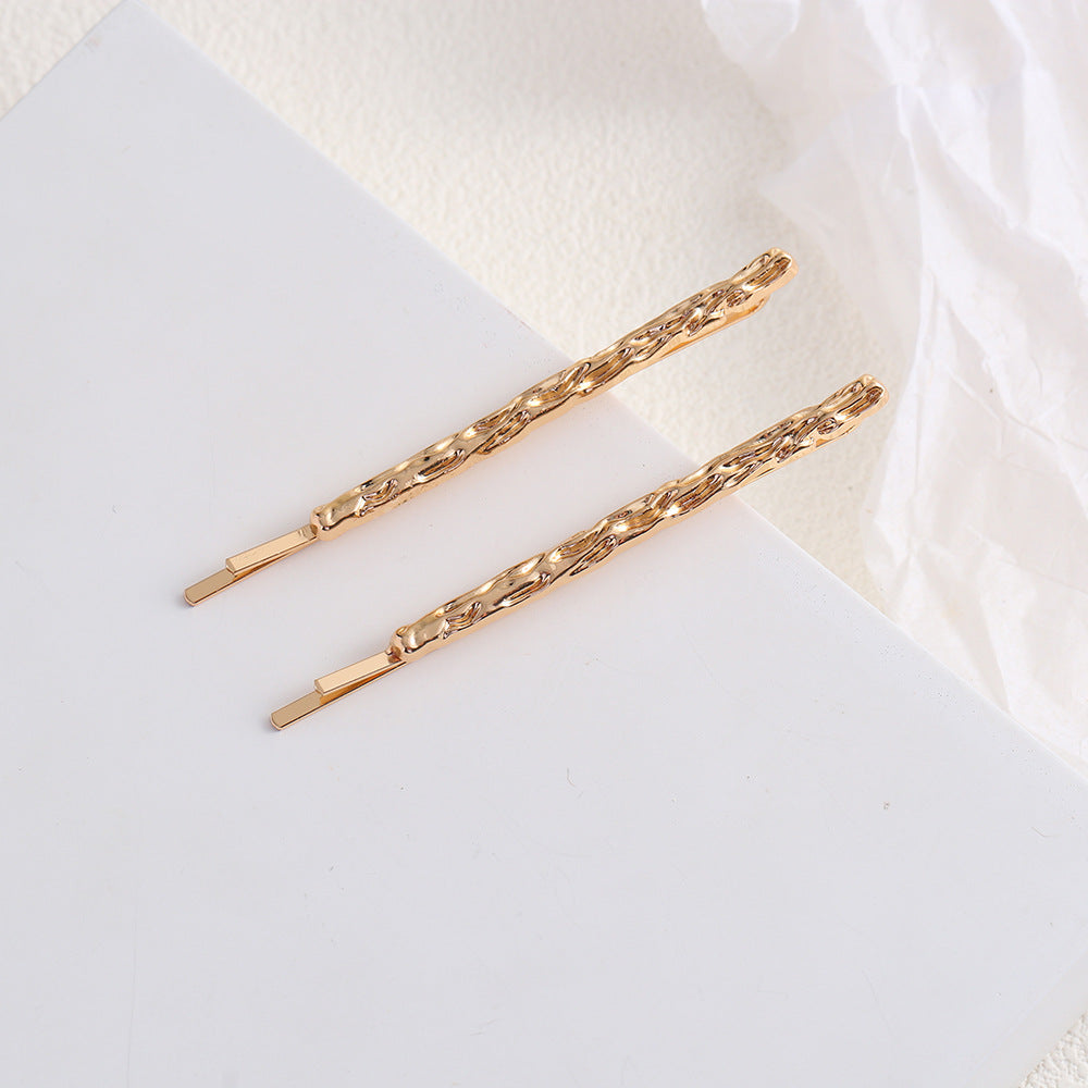 Elegant Gold Plated Geometric Metal Hair Clips MK2MBEP6W6HCP381